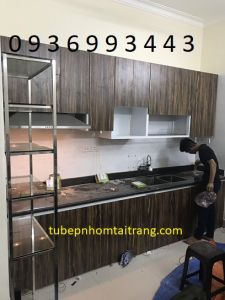 thiết kế tủ bếp nhôm cánh Laminate